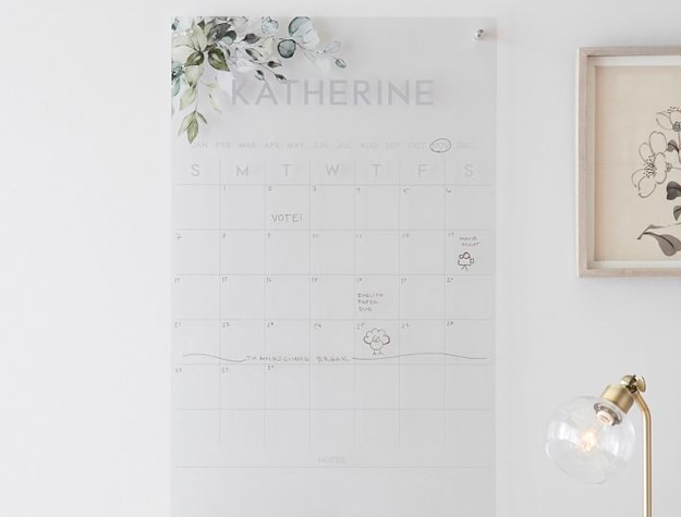 Botanic acrylic calendar above desk