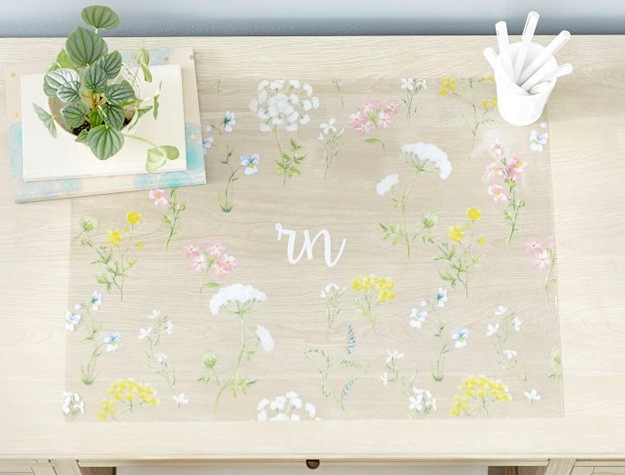 Personalized desk mat with floral pattern