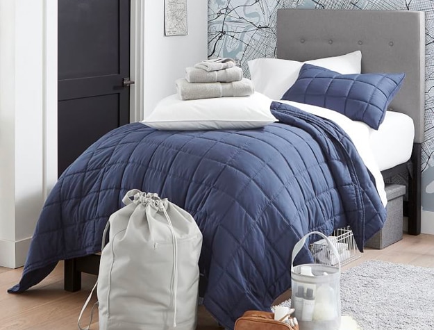 Blue quilted bedding bundle