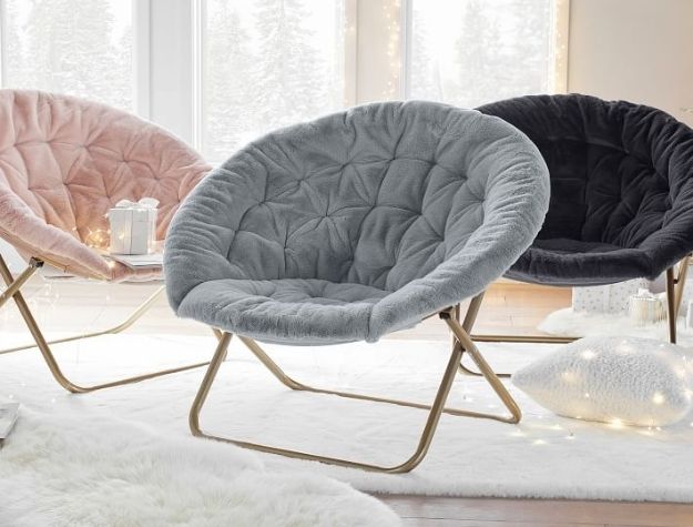 faux fur lounge chair with gold legs