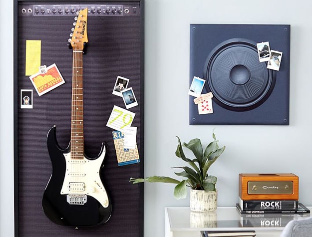 Electric guitar on wall