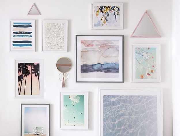 White gallery frames on wall
