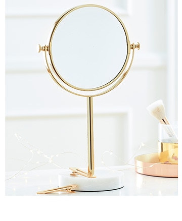 Marble and Gold Storage Vanity Mirror