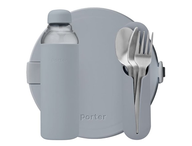 Grey on-the-go plastic lunch set