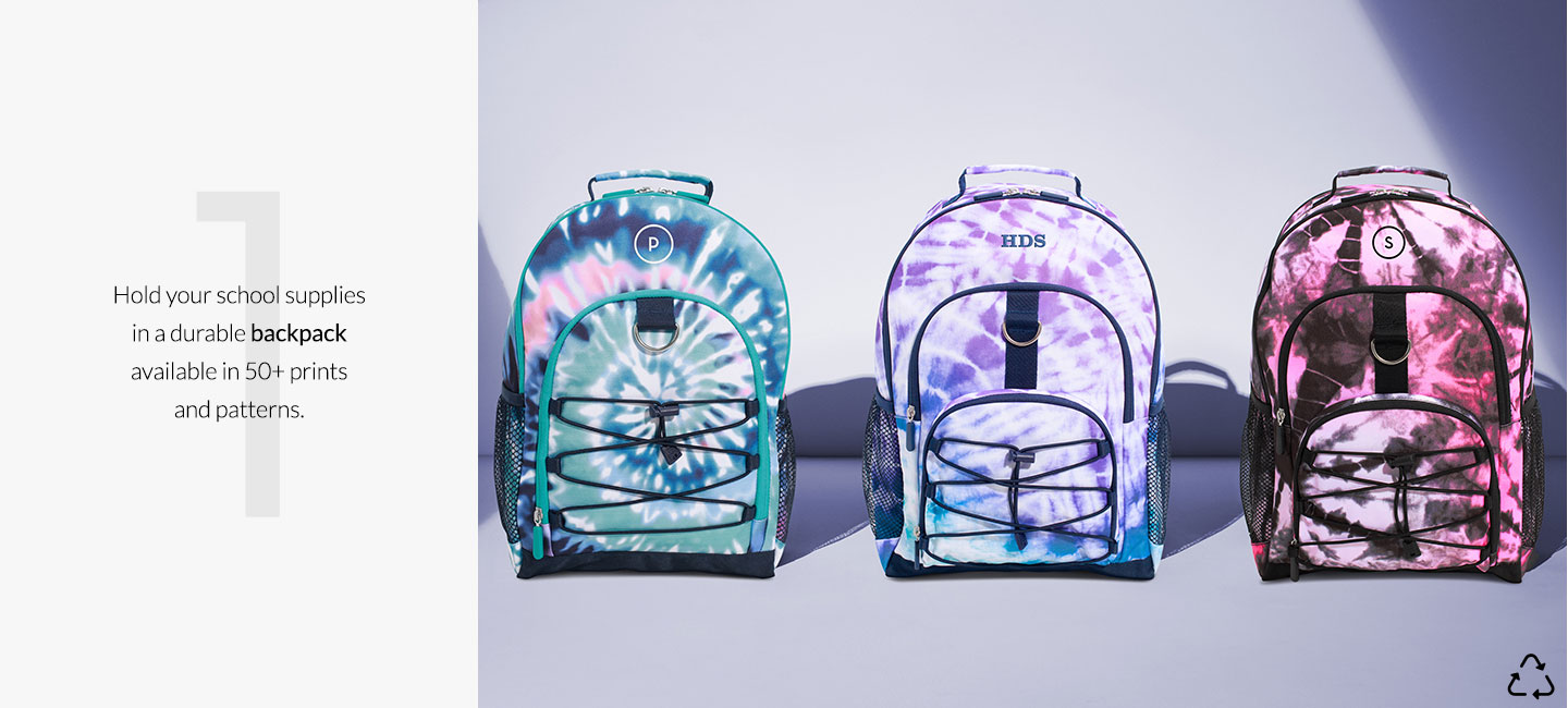 Hold your school supplies in a durable backpack available in 50+ prints and patterns.