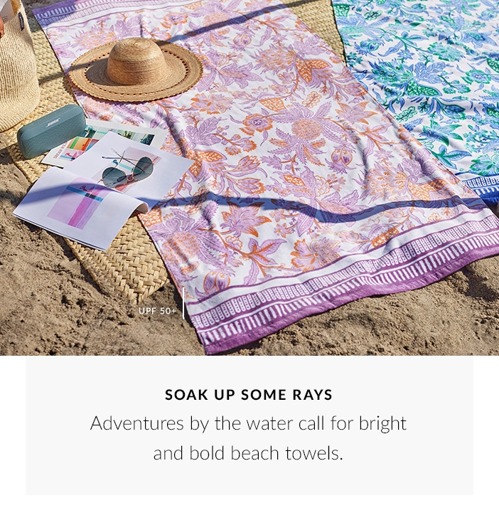 Soak Up Some Rays - Adventures by the water call for bright and bold beach towels.