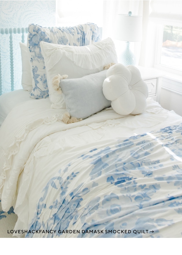 LoveShackFancy Garden Damask Smocked Quilt