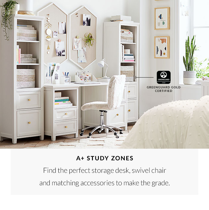 A+ Study Zones - Find the perfect storage desk, swivel chair and matching accessories to make the grade.
