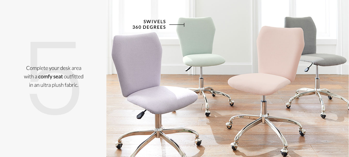 Complete your desk area with a comfy seat outfitted in an ultra plush fabric.