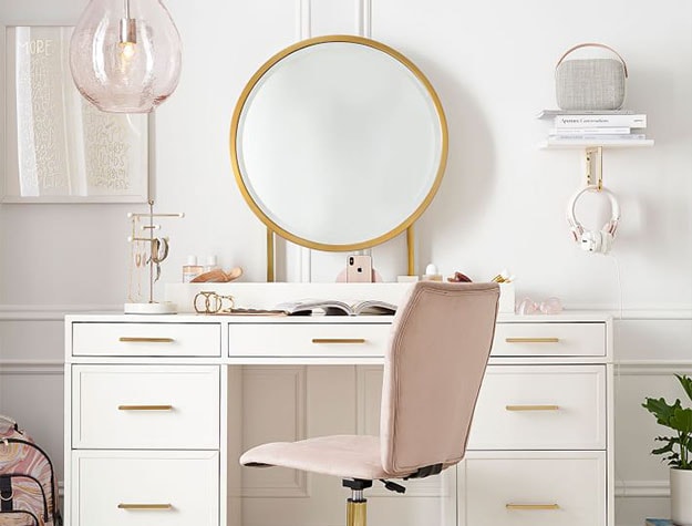 White jewelry display storage and vanity