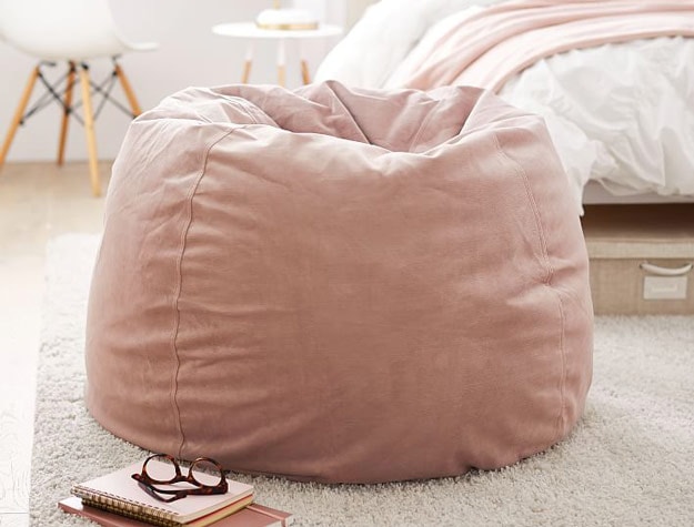 Lustre Velvet Dusty Blush Bean Bag Chair Slipcover