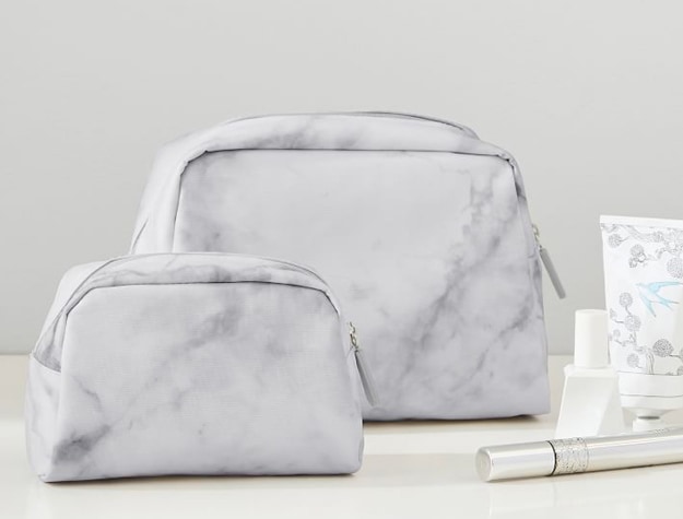 Two marble patterned makeup pouches Two marble patterned makeup pouches