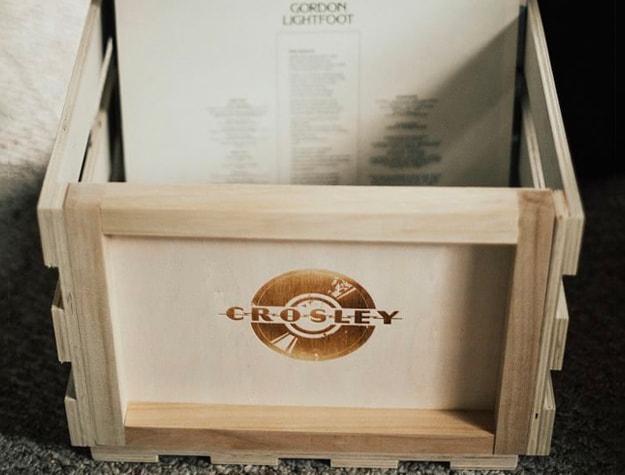 Storage crate with records inside Storage crate with records inside