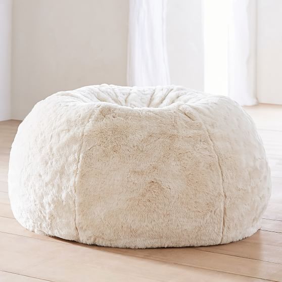 Ivory Polar Bear Faux Fur Bean Bag Chair | Pottery Barn Teen