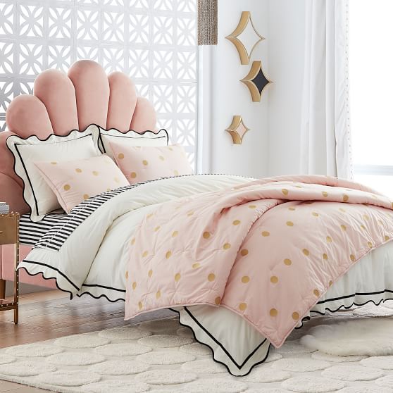 pink and gold marble comforter