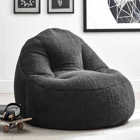 Charcoal Sherpa Leanback Lounge Chair | Pottery Barn Teen