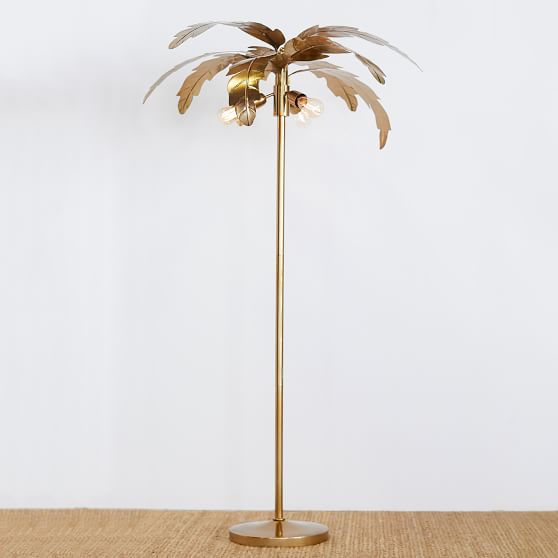 palm tree table lamp with rattan shade