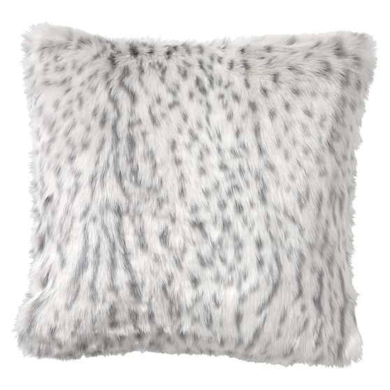 FauxFur Pillow Cover, Gray Leopard Pottery Barn Teen