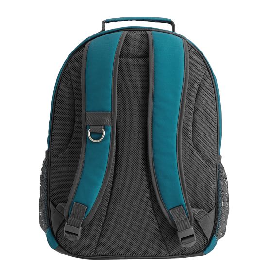 teal and gray backpack