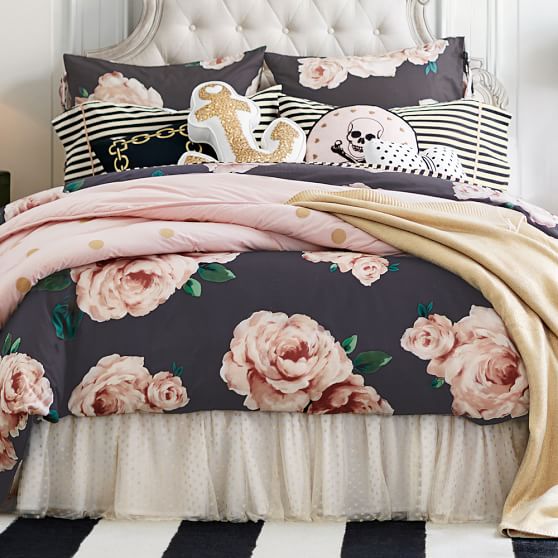 The Emily Meritt Bed Of Roses Girls Duvet Cover Black Blush Pottery Barn Teen - Sham Or Bedding The Emily Meritt Bed Of Roses Girls Duvet Cover Black Blush Pottery Barn Teen - Sham Or Bedding