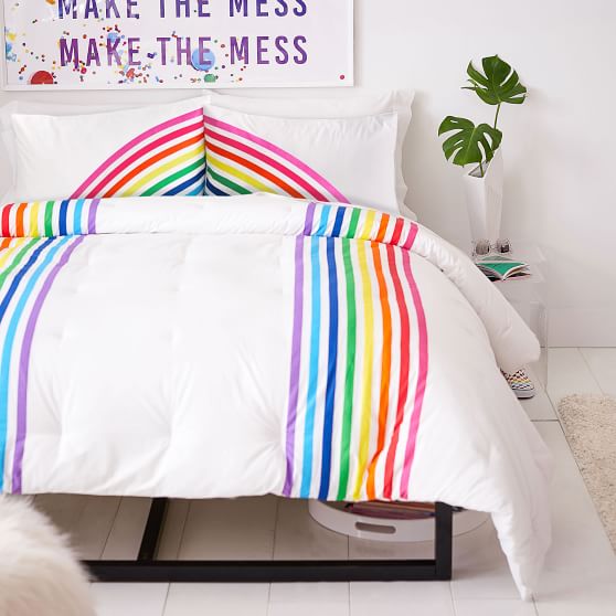 Rainbow Twin Bedding Up, Rainbow Duvet Cover Twin Bed Size
