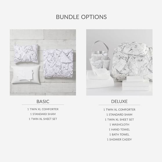 Marble Microfiber Pintuck Twin XL Comforter Bundle Pottery Barn Teen