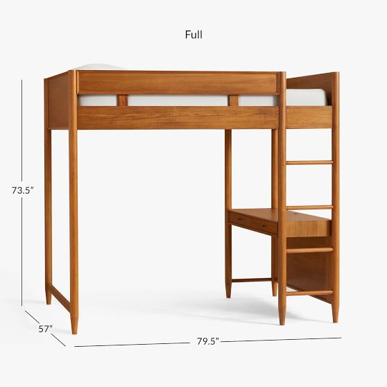 full loft bed with dresser underneath