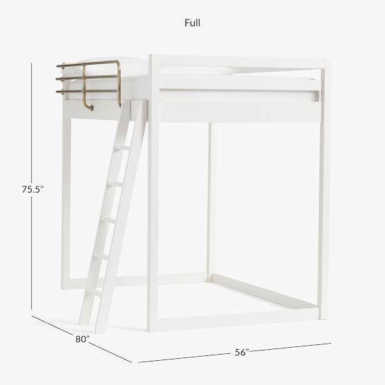 White Solid Wood Loft Bed Twin Size with Handrails Wide Step Ladder Storage