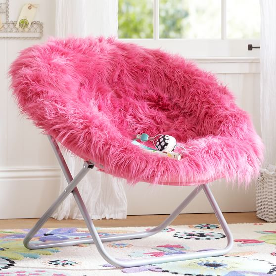 girls fur chair