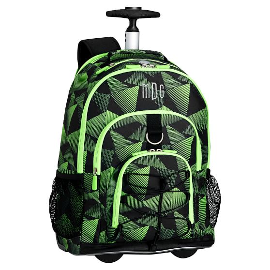 green rolling backpack