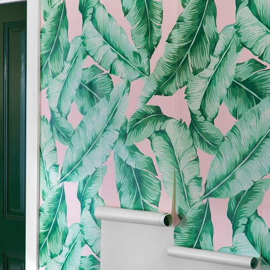 The Emily Meritt Palm Leaf Surestrip Wallpaper Pottery Barn Teen