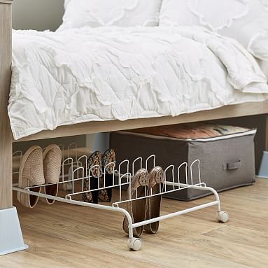 Underbed Rolling Shoe Rack Dorm Closet Organizer Pottery Barn Teen