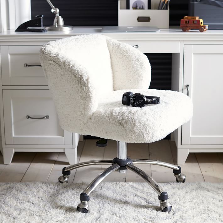 Ivory Sherpa Faux-Fur Wingback Desk Chair| Desk Chair | Pottery Barn Teen