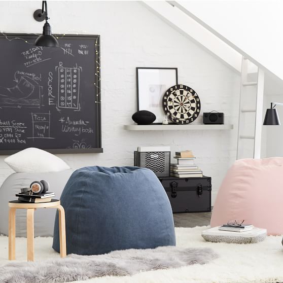 Enzyme Washed Canvas Storm Blue Bean Bag Chair Slipcover Pottery Barn Teen