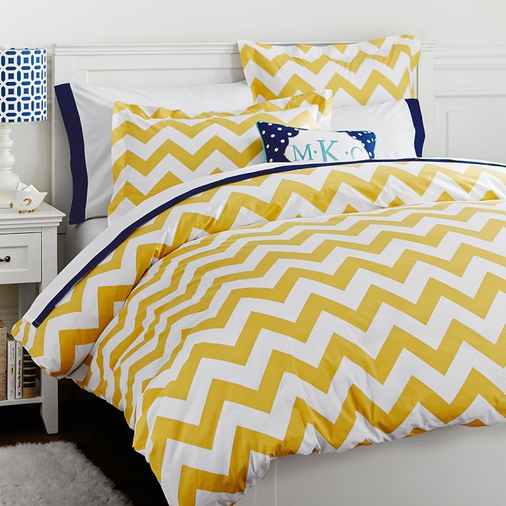 Yellow Chevron Teen Duvet Cover Sham Pottery Barn Teen