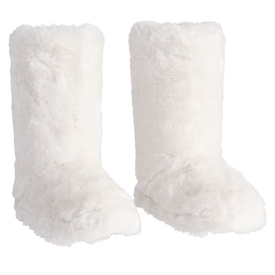 white fluffy boot slippers