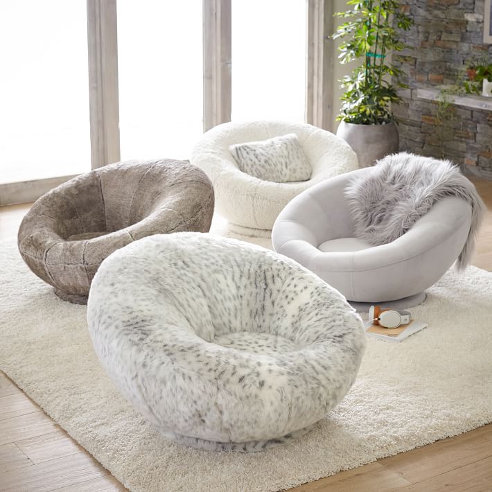 Tipped Faux-Fur Groovy Swivel Chair | Lounge Chair | Pottery Barn Teen