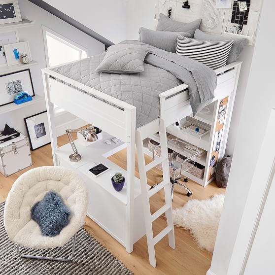 pottery barn white loft bed