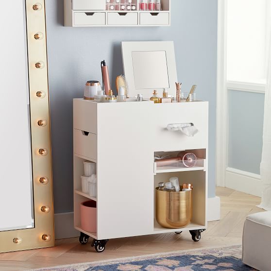 Wood & Acrylic Beauty Cart Pottery Barn Teen
