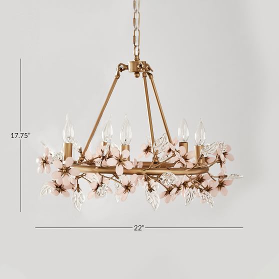 pottery barn pink chandelier