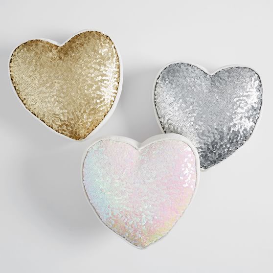 heart sequin pillow