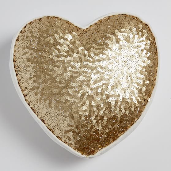 heart sequin pillow