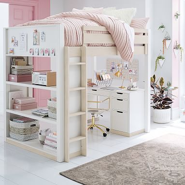 Kid Bunk Bed With Desk Underneath, Bunk Bed With Desk And Drawers Underneath