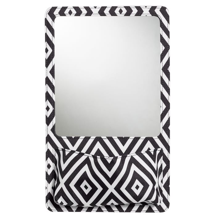 Preppy Diamond Locker Mirror & Pocket Organizer Black Pottery Barn Teen