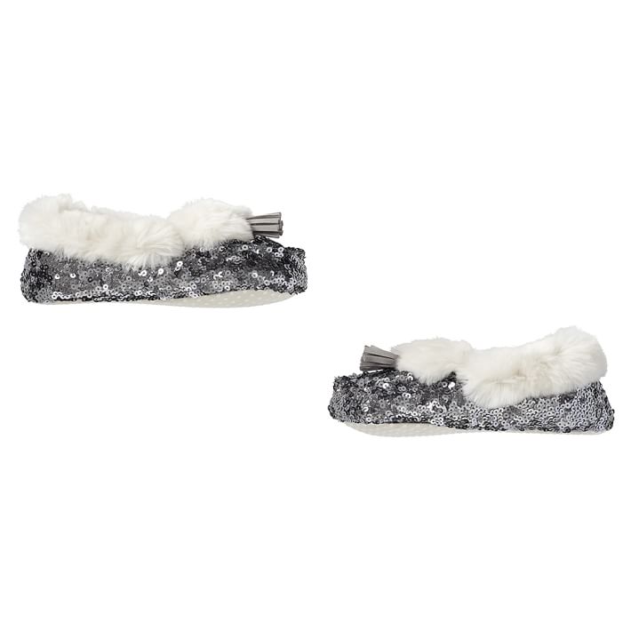 silver sequin slippers