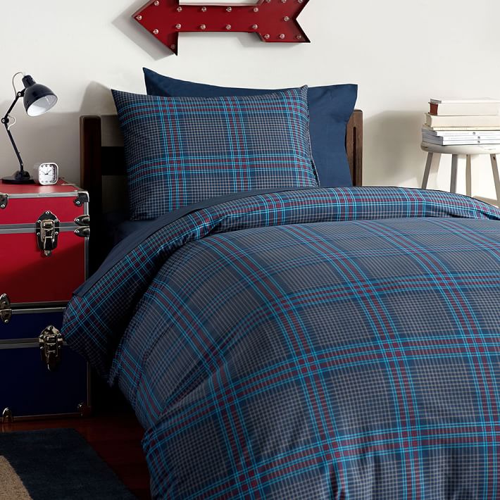 Stadium Plaid Deluxe Value Duvet Set | Dorm Bundle | Pottery Barn Teen