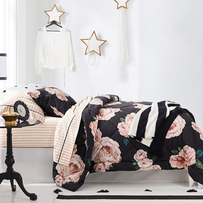 Black And Blush Bed Of Roses Girls Comforter Pottery Barn Teen