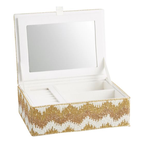 Rachel Zoe Metallic Beaded Jewelry Box Pottery Barn Teen