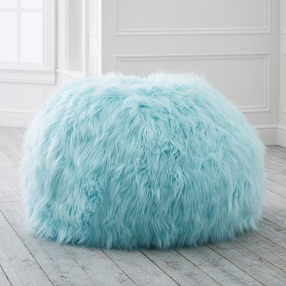 Himalayan FauxFur Deep Pink Bean Bag Chair Pottery Barn Teen