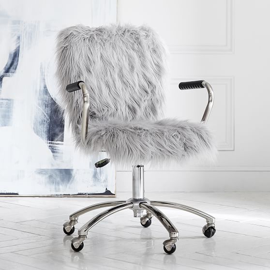 Fluffy White Office Chair Top Ers, Fluffy Desk Chair Cover